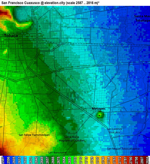 San Francisco Cuaxusco elevation map