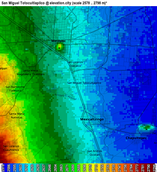 San Miguel Totocuitlapilco elevation map