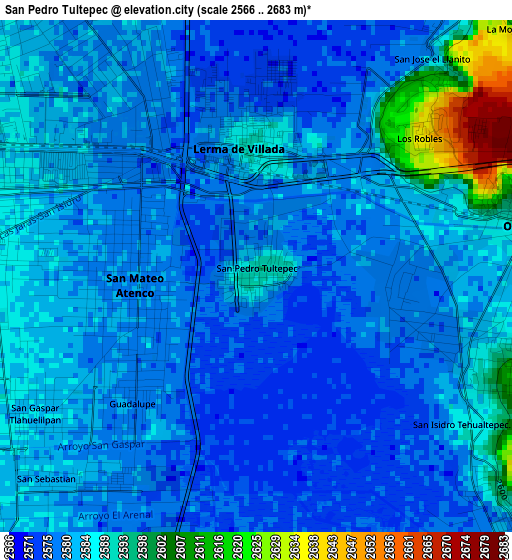 San Pedro Tultepec elevation map