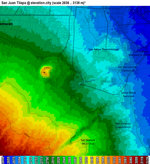 San Juan Tilapa elevation map