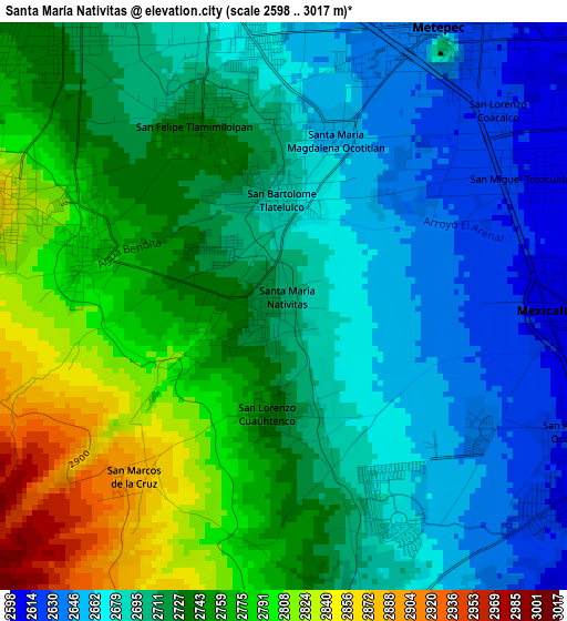 Santa María Nativitas elevation map