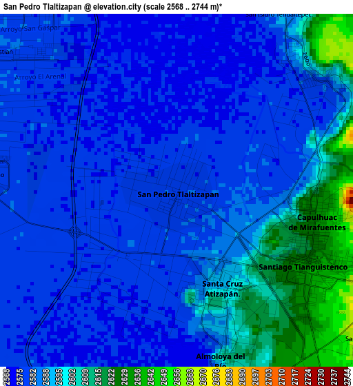 San Pedro Tlaltizapan elevation map