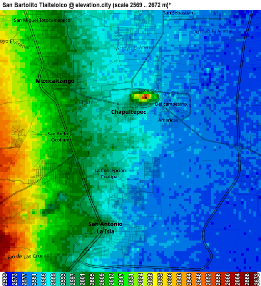 San Bartolito Tlaltelolco elevation map