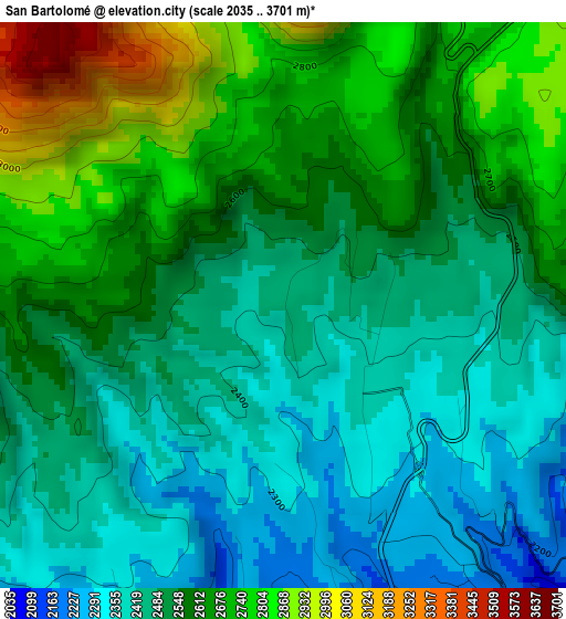 San Bartolomé elevation map