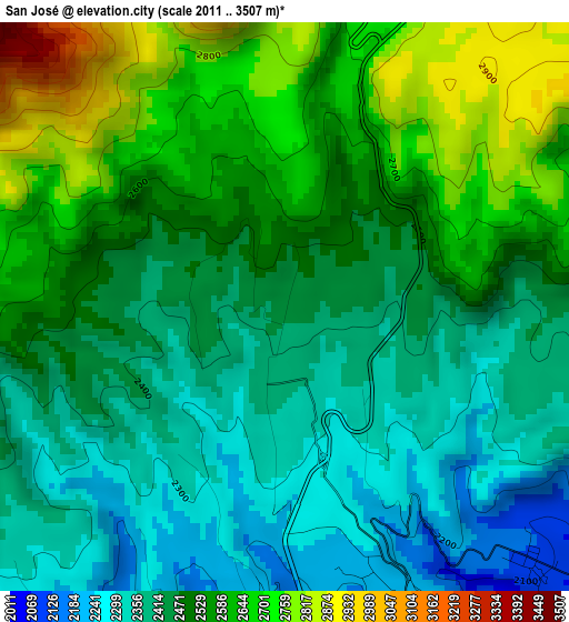 San José elevation map