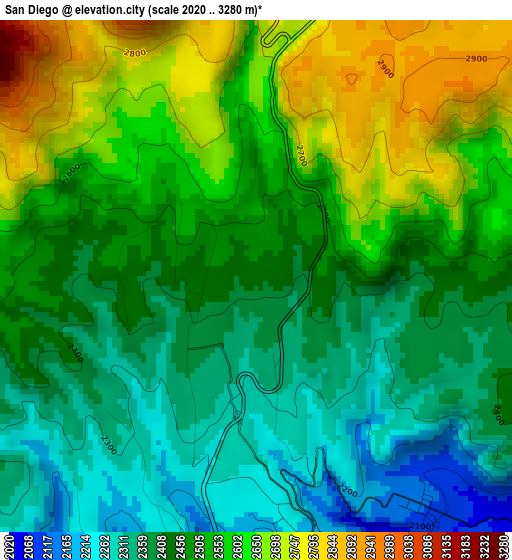 San Diego elevation map