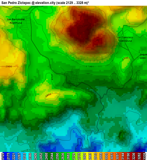 San Pedro Zictepec elevation map