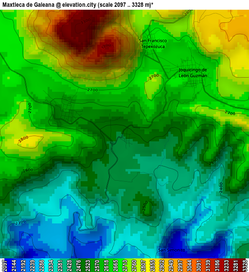 Maxtleca de Galeana elevation map