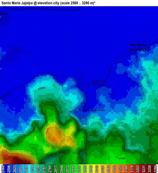 Santa María Jajalpa elevation map