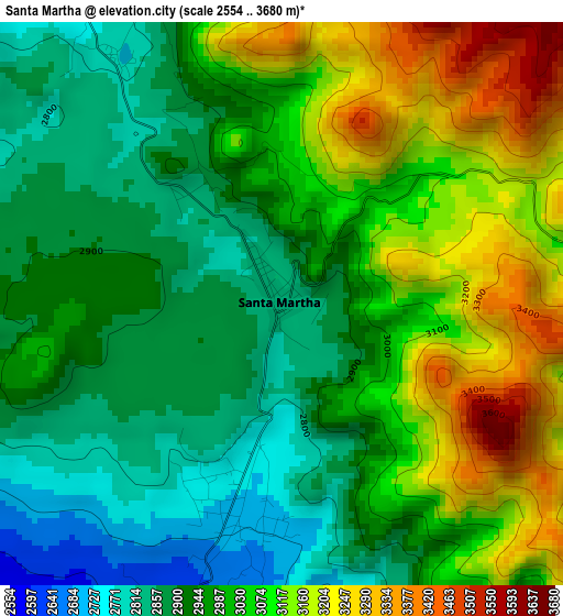 Santa Martha elevation map