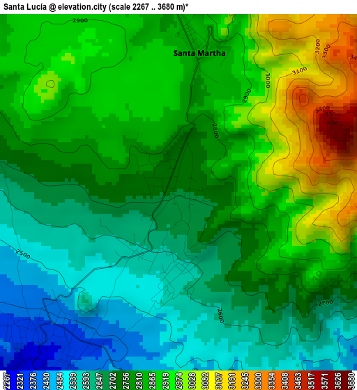 Santa Lucía elevation map