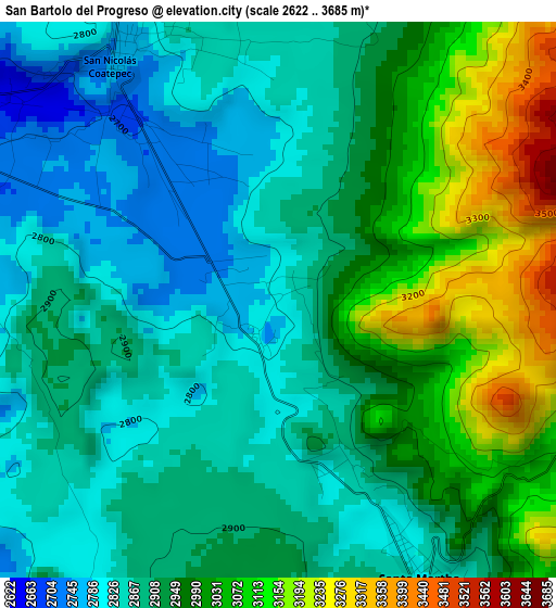 San Bartolo del Progreso elevation map