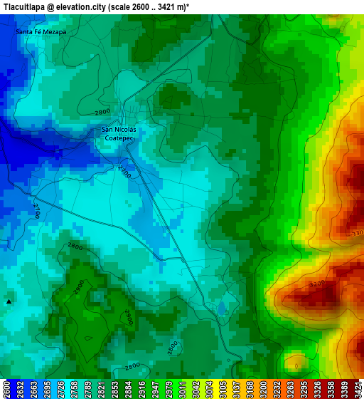 Tlacuitlapa elevation map