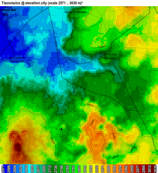 Tlacomulco elevation map
