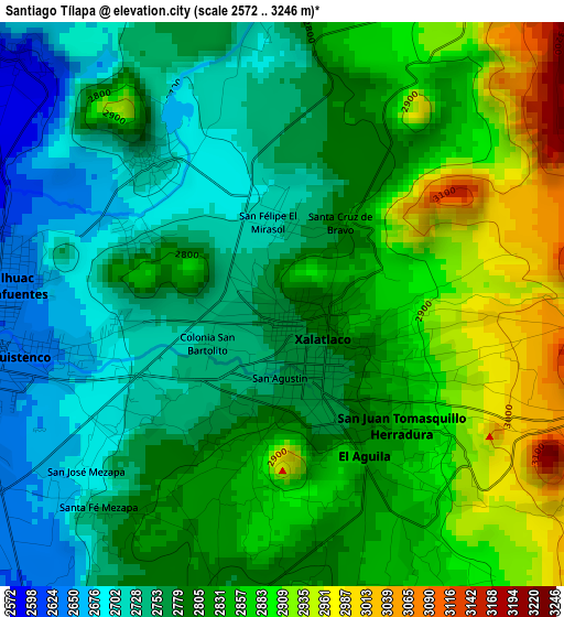 Santiago Tílapa elevation map