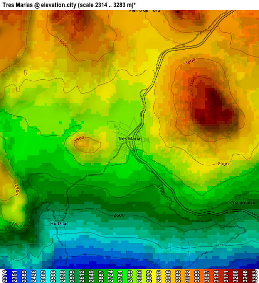 Tres Marías elevation map