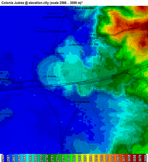 Colonia Juárez elevation map