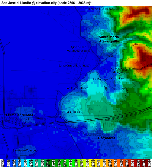 San José el Llanito elevation map