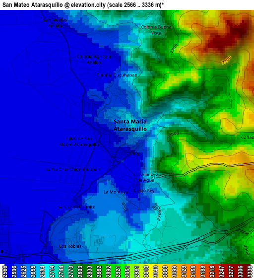 San Mateo Atarasquíllo elevation map