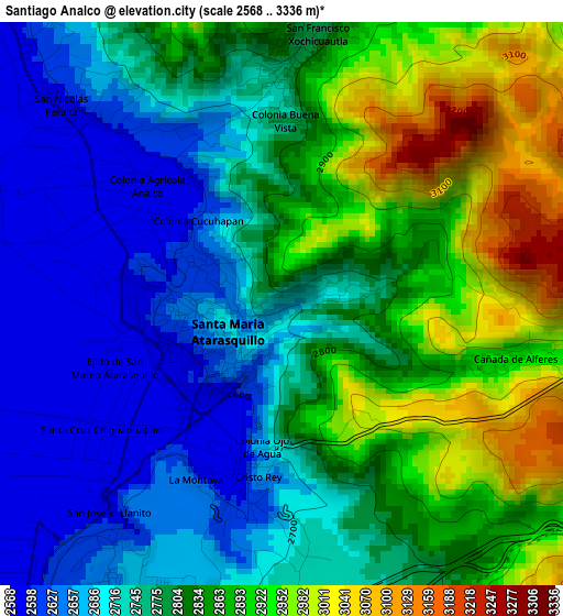 Santiago Analco elevation map