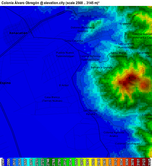 Colonia Álvaro Obregón elevation map