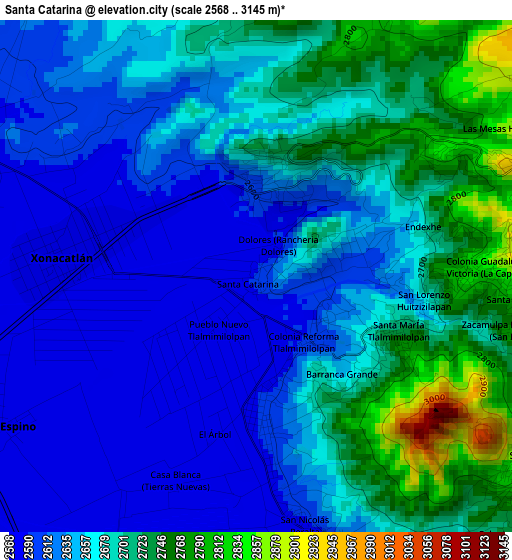 Santa Catarina elevation map