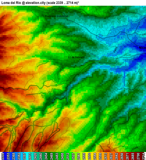 Loma del Río elevation map