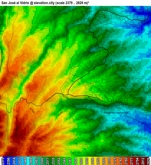 San José el Vidrio elevation map