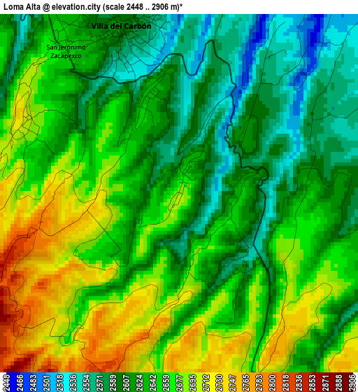 Loma Alta elevation map