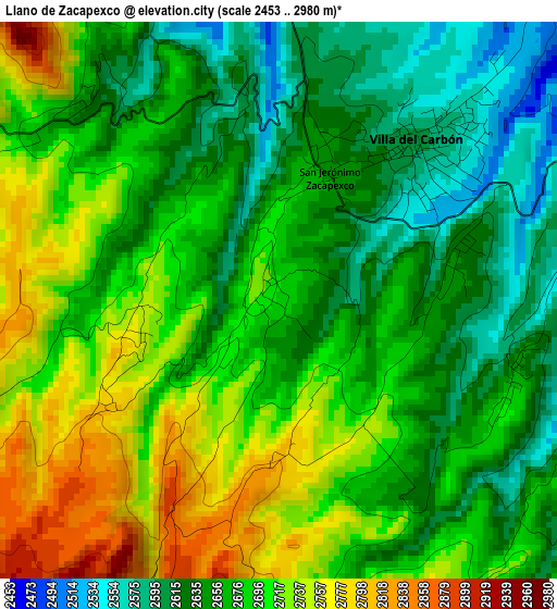 Llano de Zacapexco elevation map