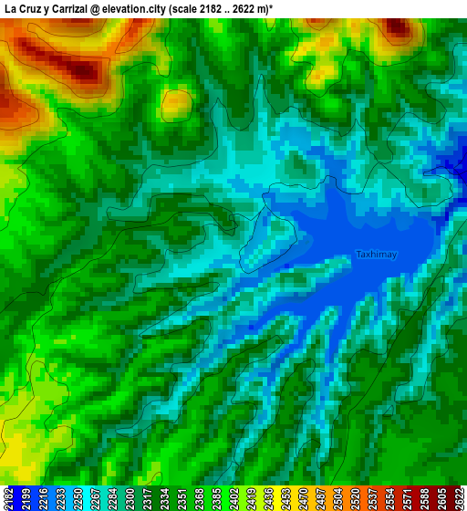 La Cruz y Carrizal elevation map