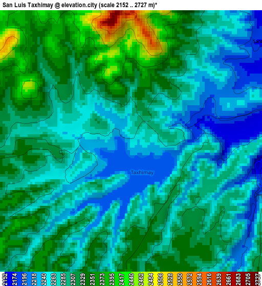 San Luis Taxhimay elevation map