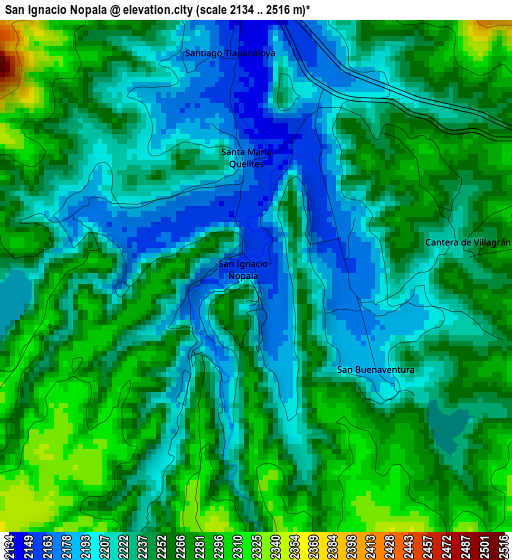 San Ignacio Nopala elevation map