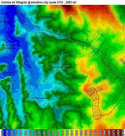 Cantera de Villagrán elevation map