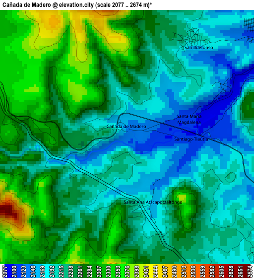 Cañada de Madero elevation map