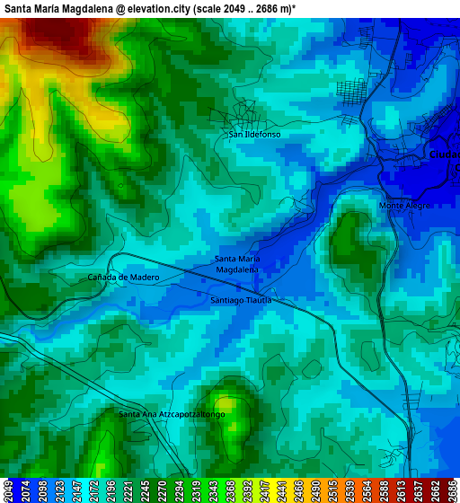 Santa María Magdalena elevation map