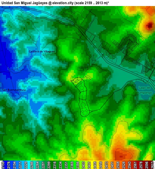 Unidad San Miguel Jagüeyes elevation map