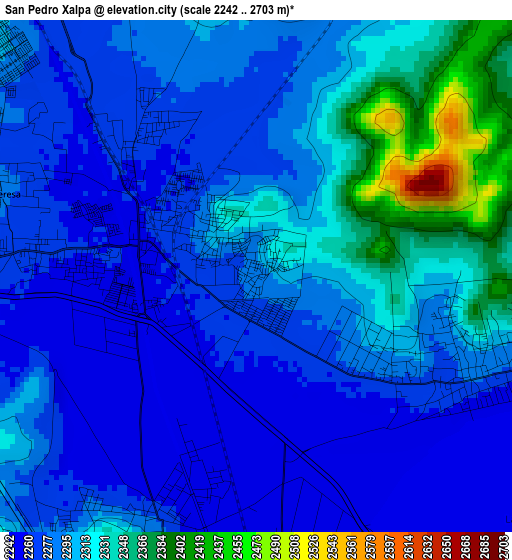 San Pedro Xalpa elevation map