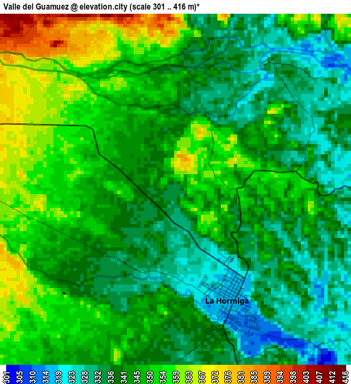 Valle del Guamuez elevation map