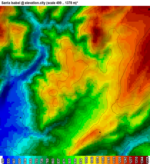 Santa Isabel elevation map