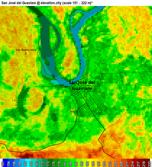 San José del Guaviare elevation map