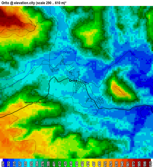 Orito elevation map