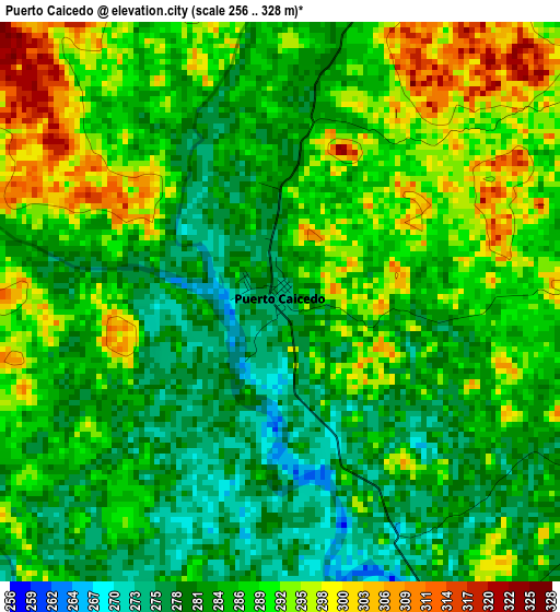 Puerto Caicedo elevation map