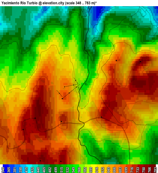 Yacimiento Río Turbio elevation map