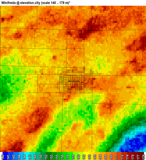 Winifreda elevation map