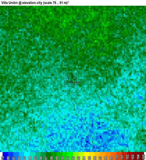 Villa Unión elevation map