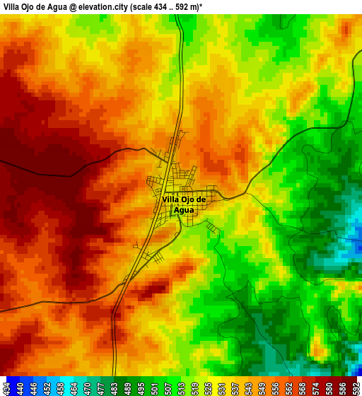Villa Ojo de Agua elevation map