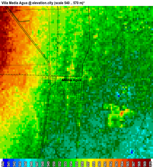 Villa Media Agua elevation map