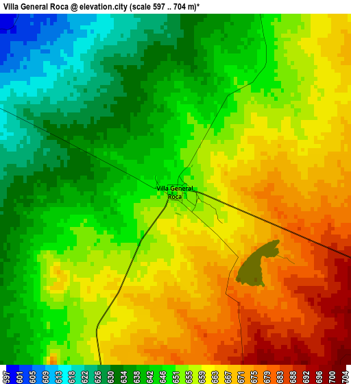 Villa General Roca elevation map