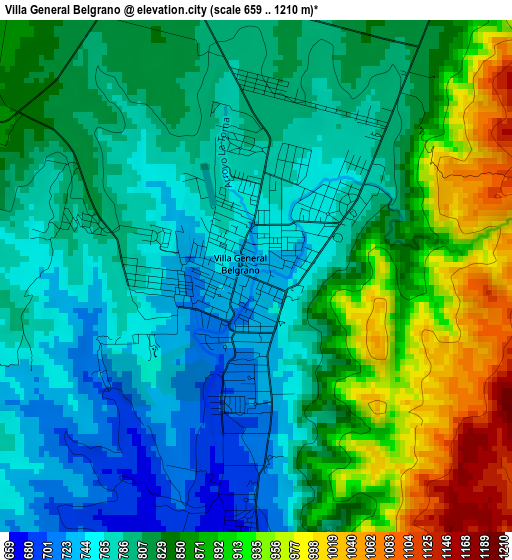 Villa General Belgrano elevation map